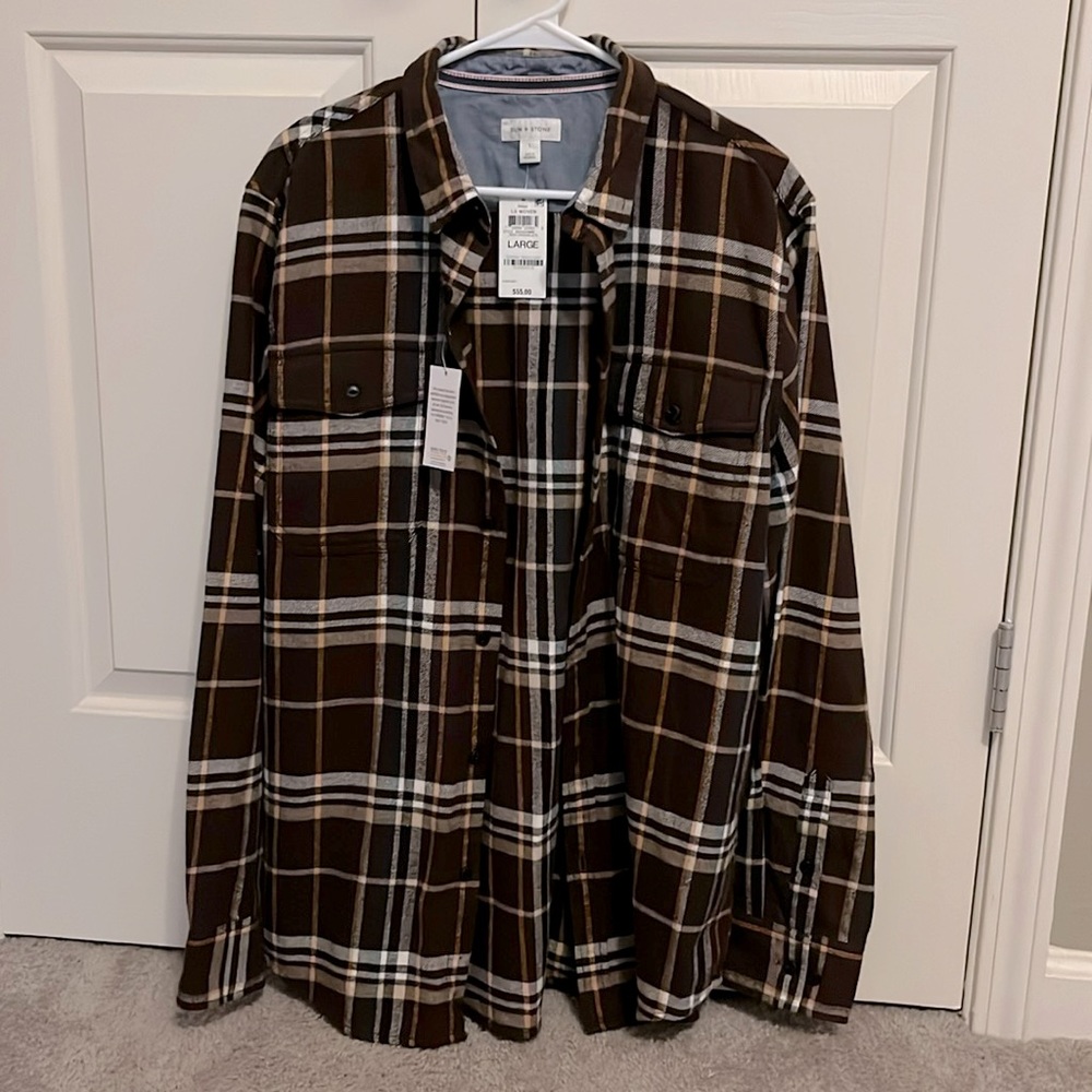 Men’s Large Sun + Stone Flannel (NWT)